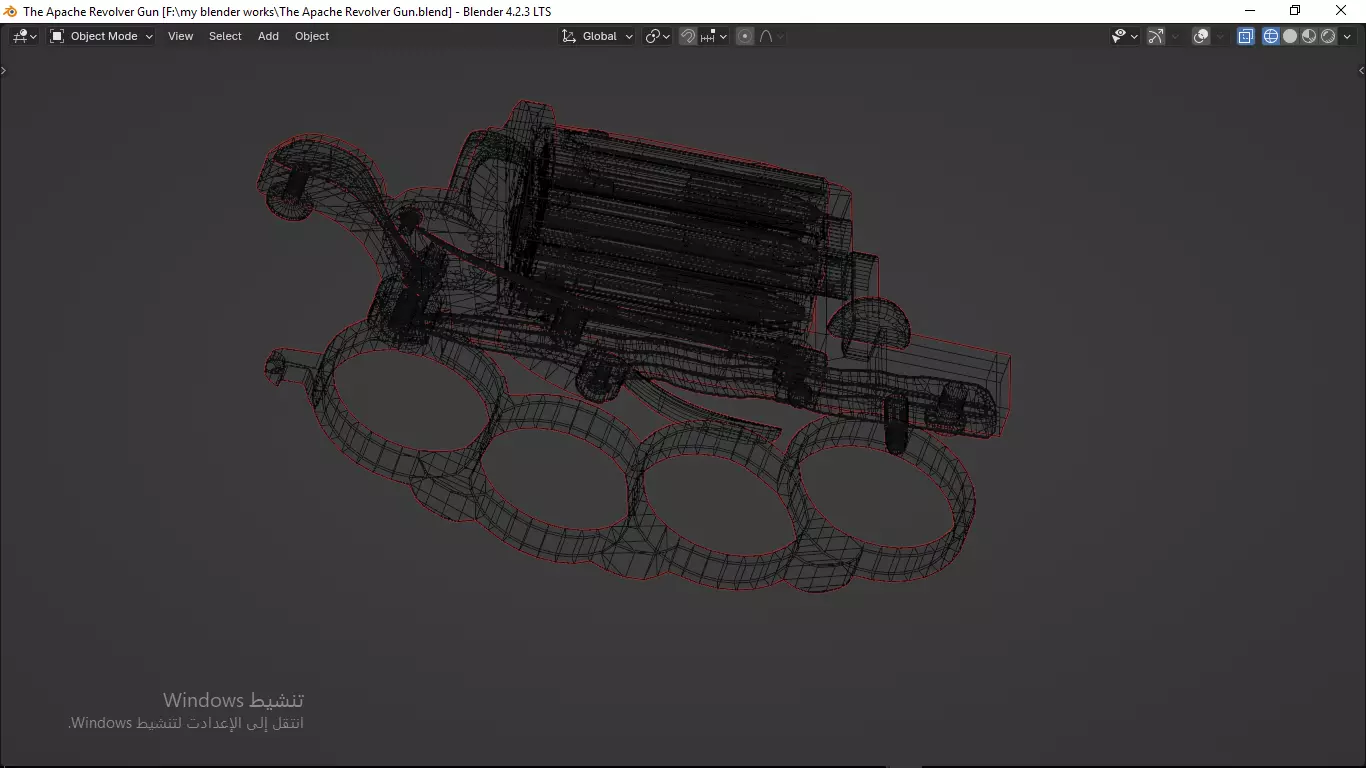 Apache revolver gun high detailed full parts game asset 3D model_61