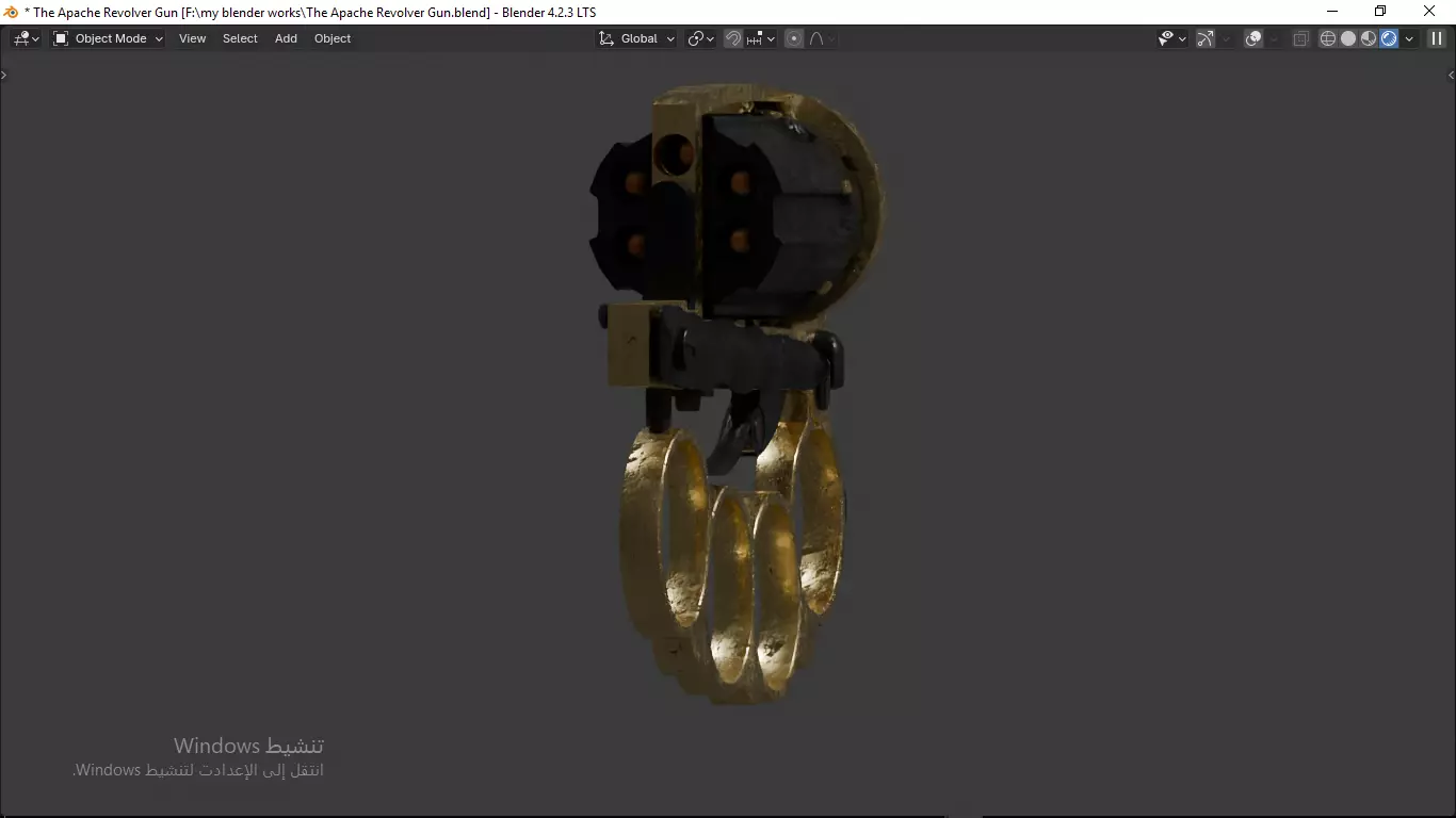 Apache revolver gun high detailed full parts game asset 3D model_12