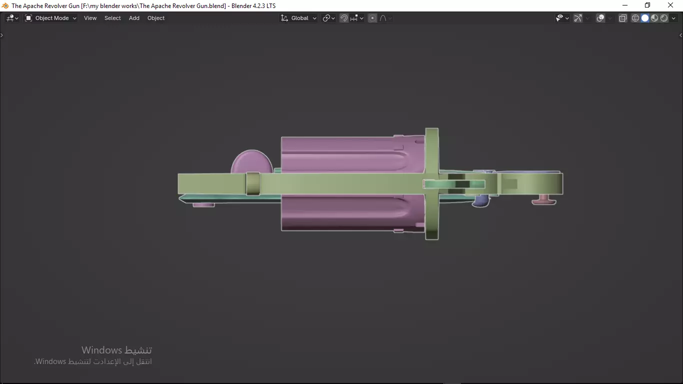 Apache revolver gun high detailed full parts game asset 3D model_38
