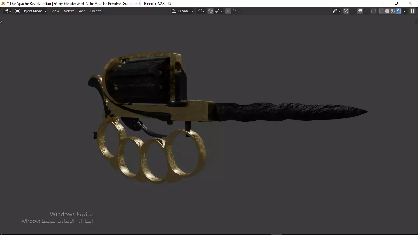 Apache revolver gun high detailed full parts game asset 3D model_7