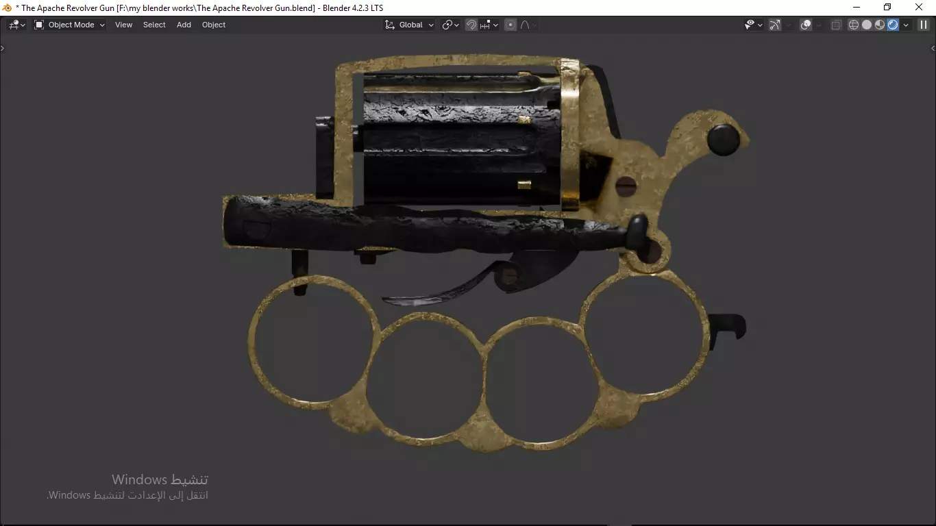 Apache revolver gun high detailed full parts game asset 3D model_16