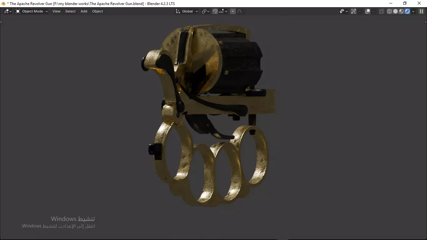 Apache revolver gun high detailed full parts game asset 3D model_21