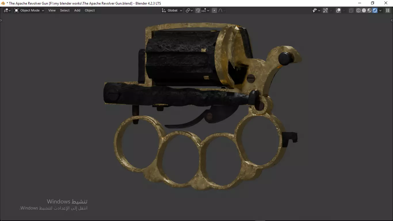 Apache revolver gun high detailed full parts game asset 3D model_17