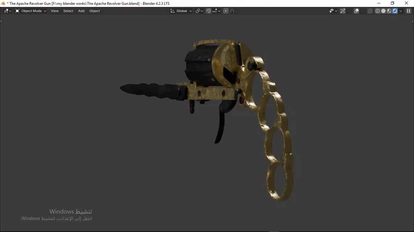 Apache revolver gun high detailed full parts game asset 3D model_37