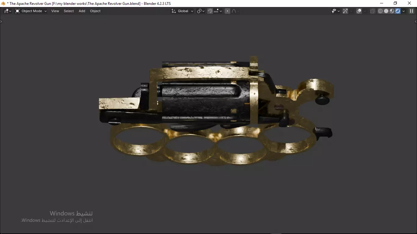 Apache revolver gun high detailed full parts game asset 3D model_27