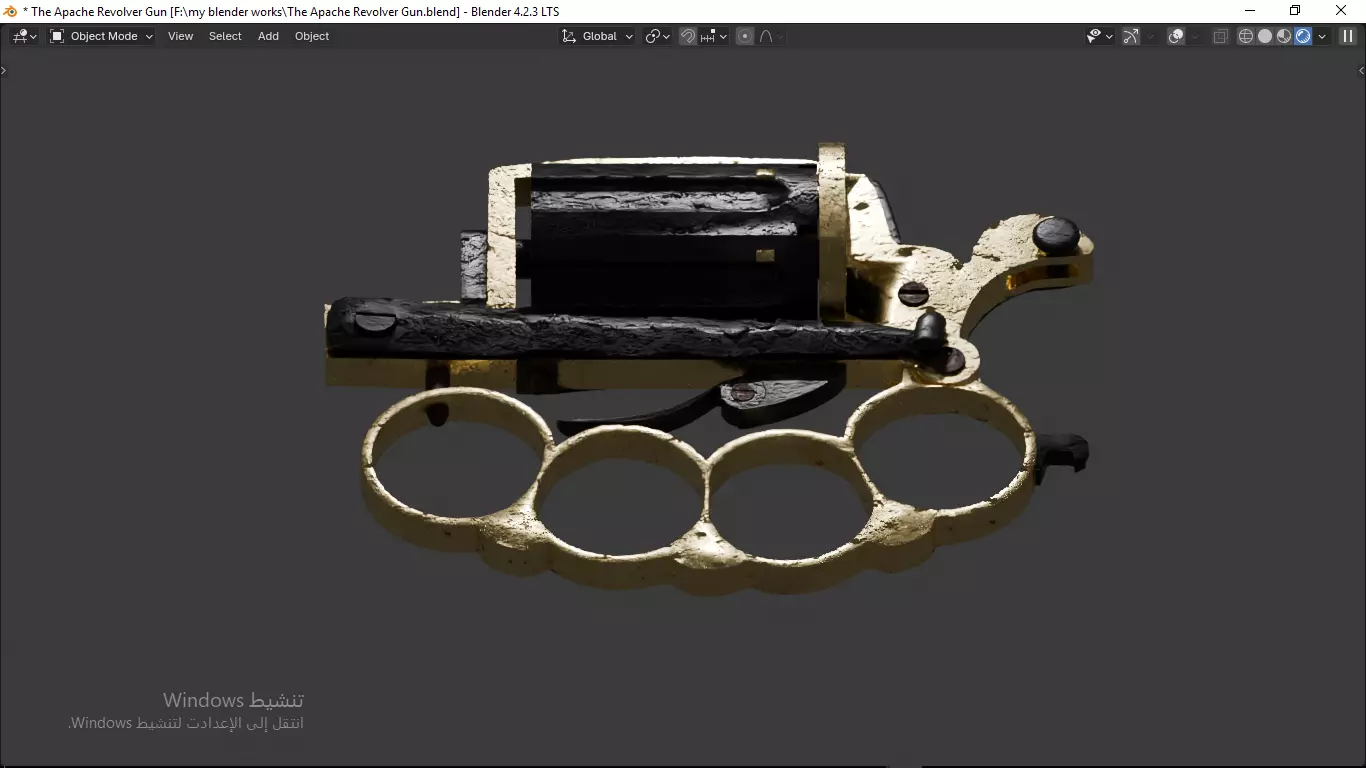 Apache revolver gun high detailed full parts game asset 3D model_29