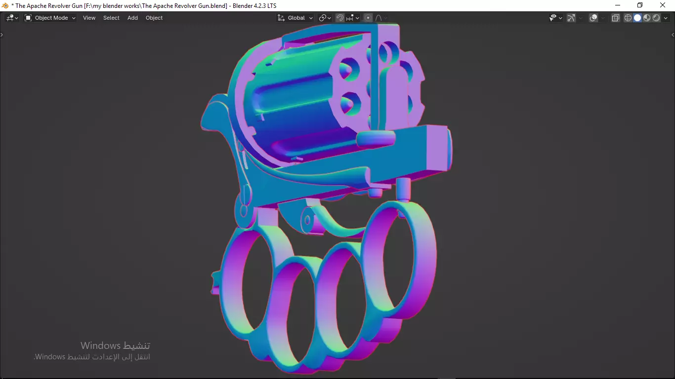 Apache revolver gun high detailed full parts game asset 3D model_45