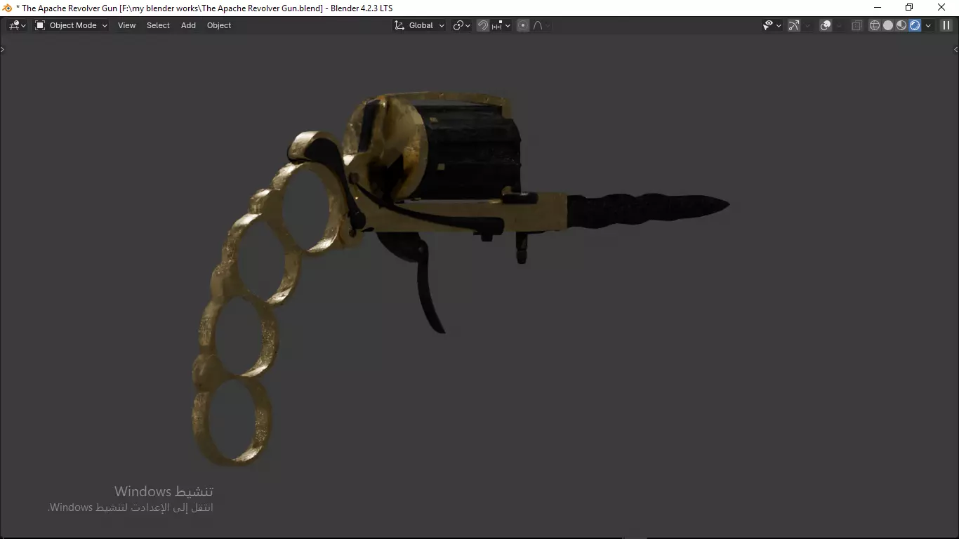 Apache revolver gun high detailed full parts game asset 3D model_3