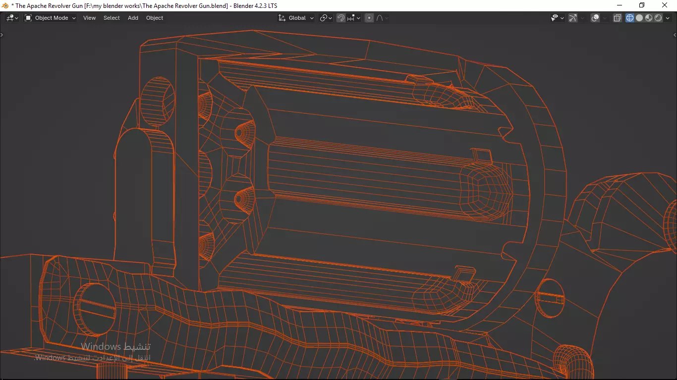 Apache revolver gun high detailed full parts game asset 3D model_74