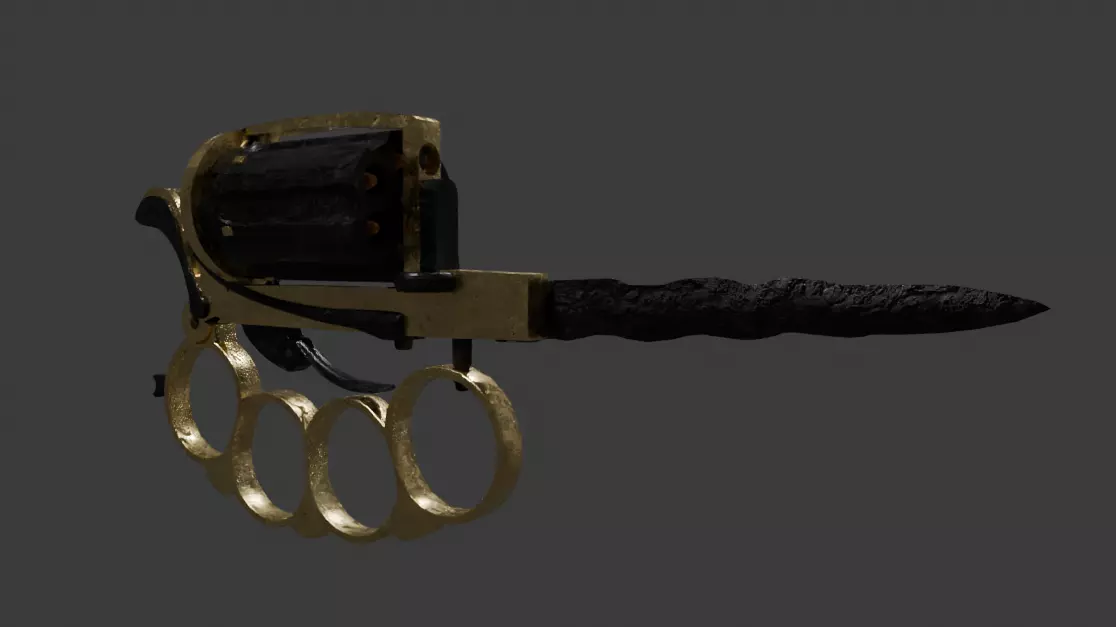 Apache revolver gun high detailed full parts game asset 3D model_47