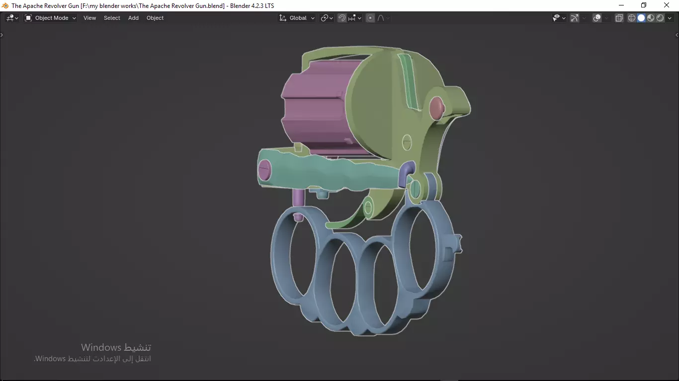 Apache revolver gun high detailed full parts game asset 3D model_43