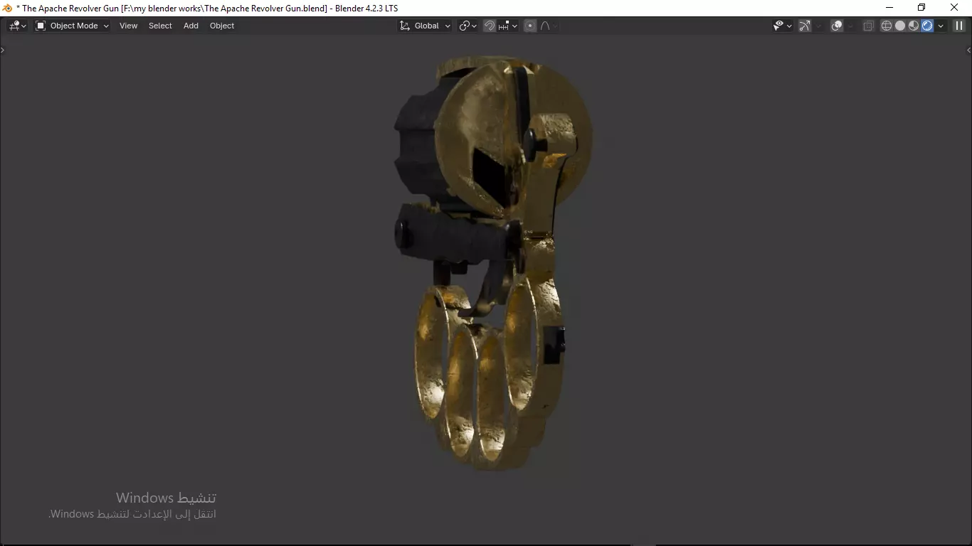 Apache revolver gun high detailed full parts game asset 3D model_19