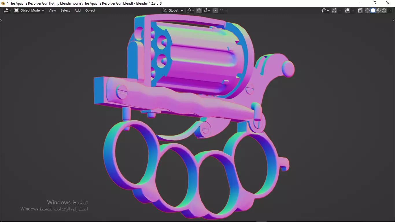 Apache revolver gun high detailed full parts game asset 3D model_69