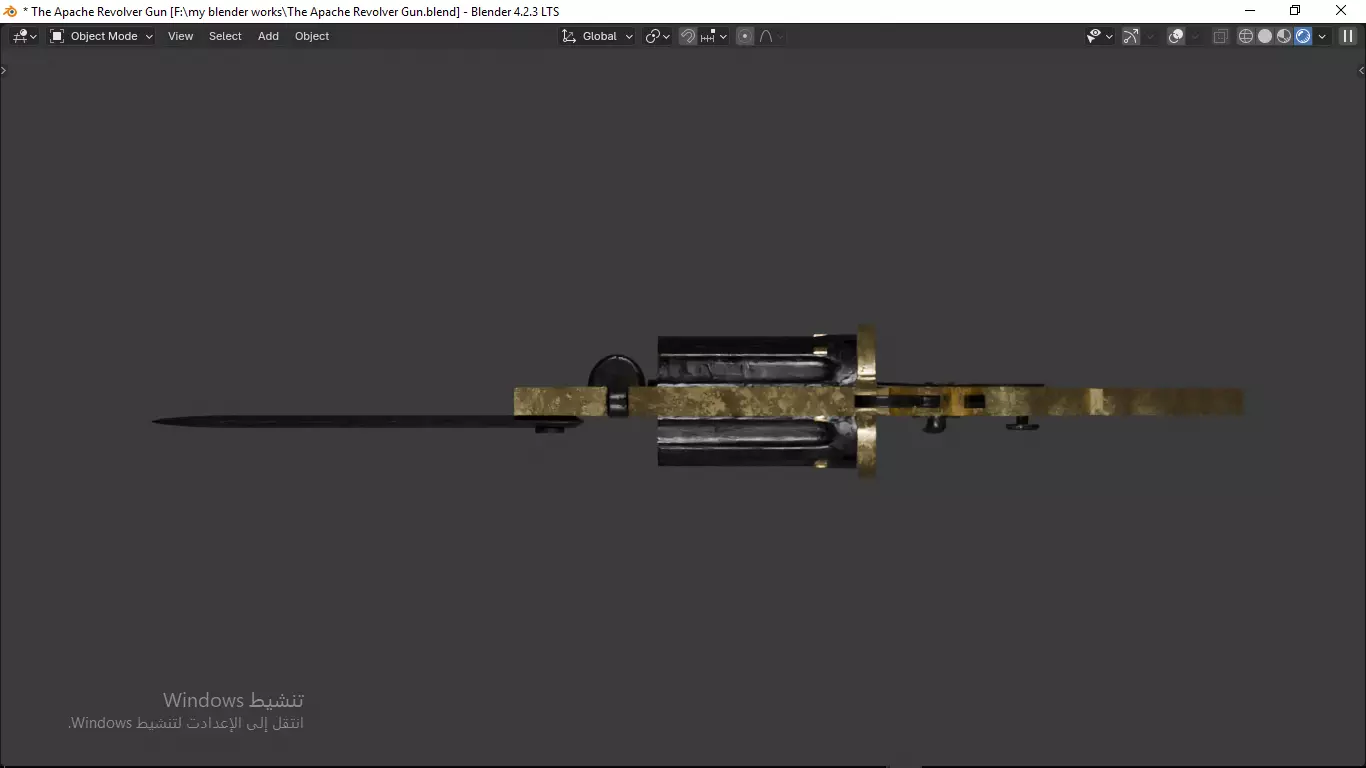 Apache revolver gun high detailed full parts game asset 3D model_4