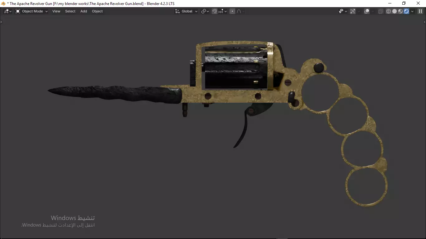 Apache revolver gun high detailed full parts game asset 3D model_36