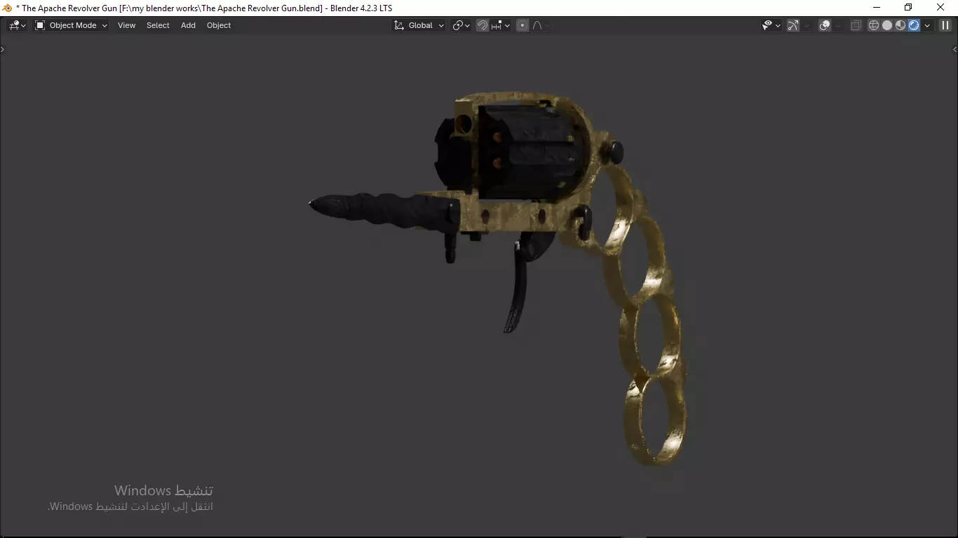 Apache revolver gun high detailed full parts game asset 3D model_33