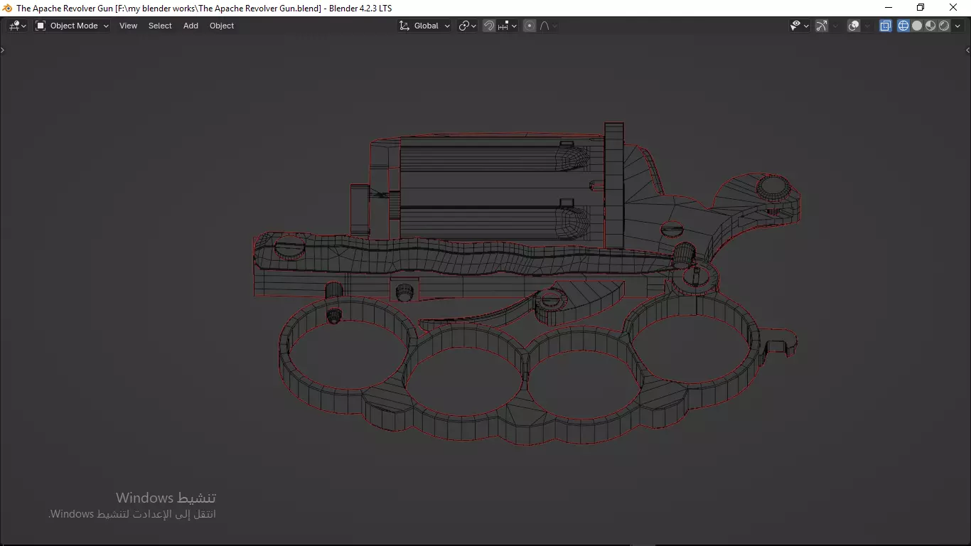 Apache revolver gun high detailed full parts game asset 3D model_56