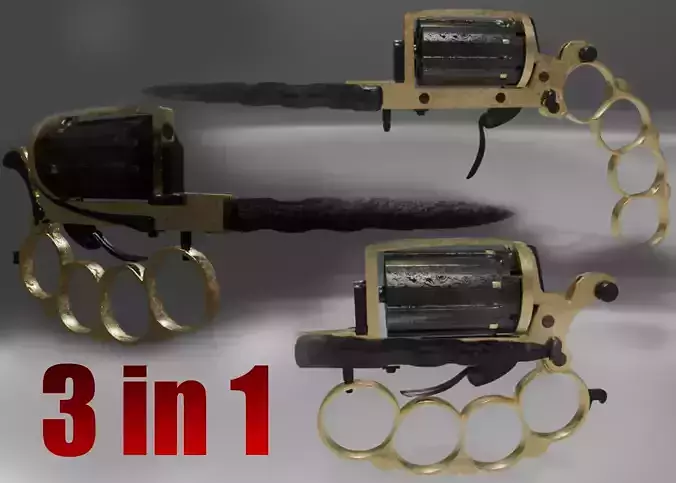 Apache revolver gun high detailed full parts game asset