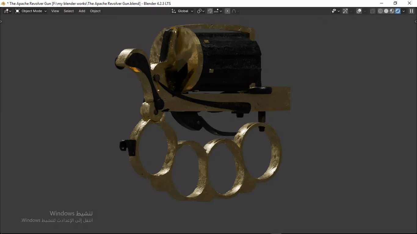 Apache revolver gun high detailed full parts game asset 3D model_22