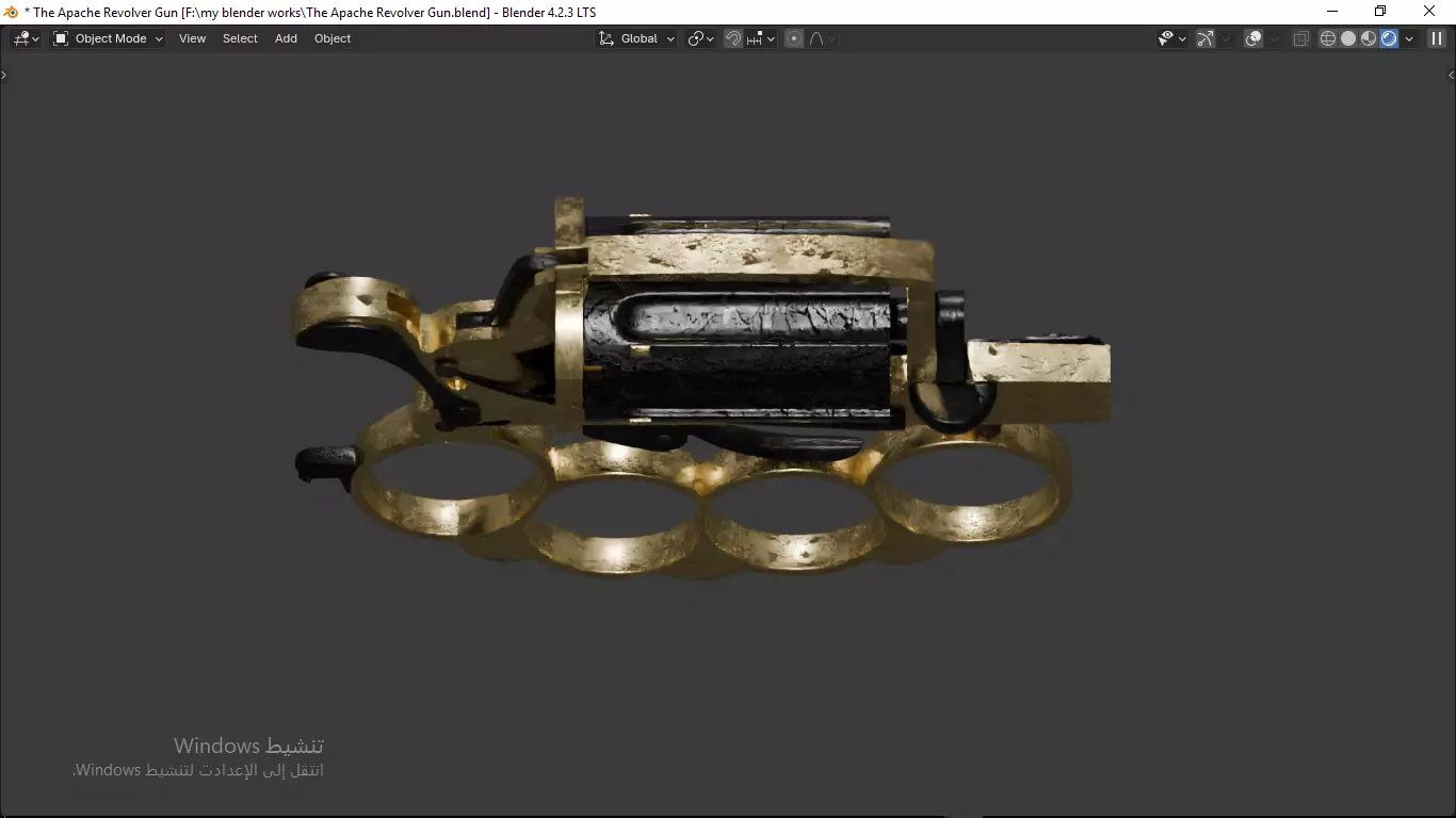 Apache revolver gun high detailed full parts game asset 3D model_25