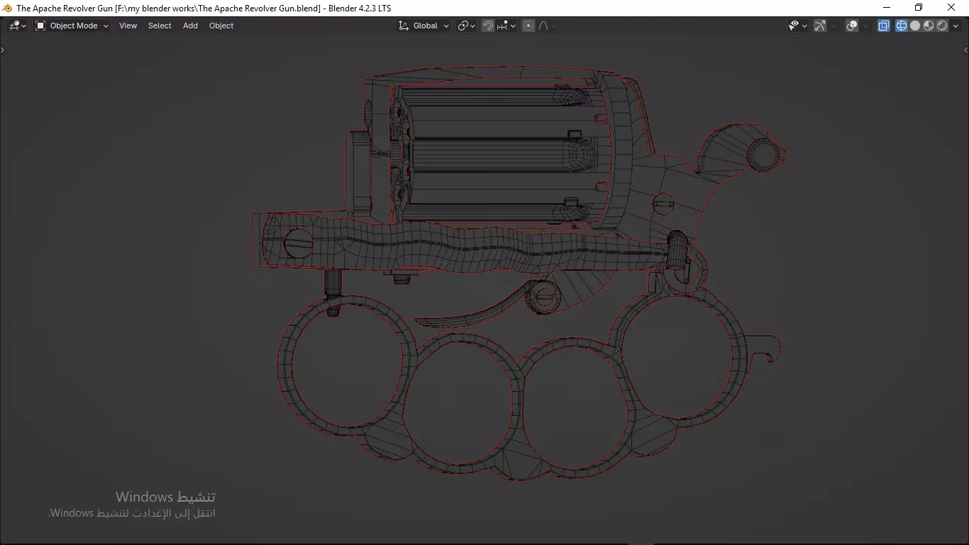 Apache revolver gun high detailed full parts game asset 3D model_49