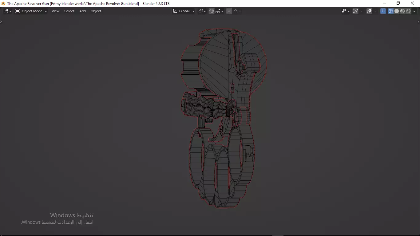 Apache revolver gun high detailed full parts game asset 3D model_44
