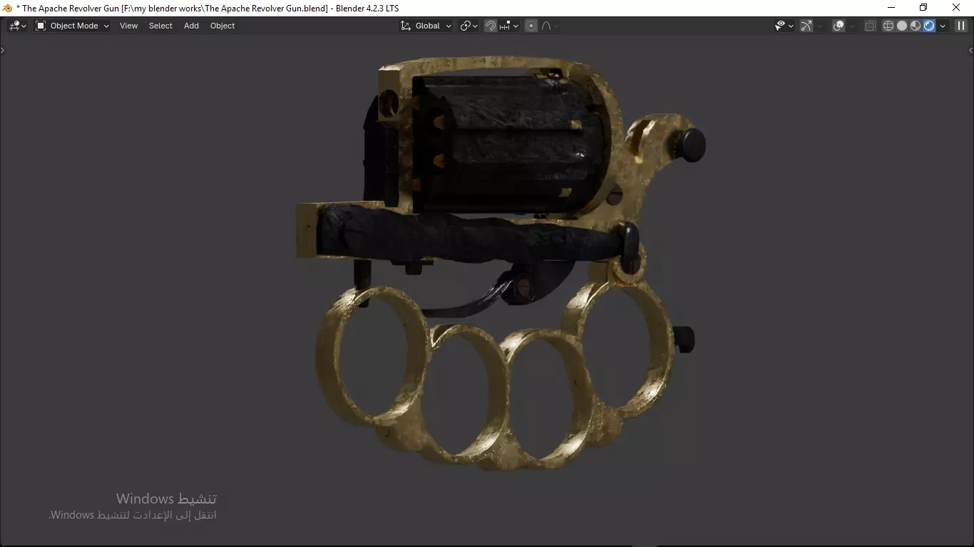 Apache revolver gun high detailed full parts game asset 3D model_14