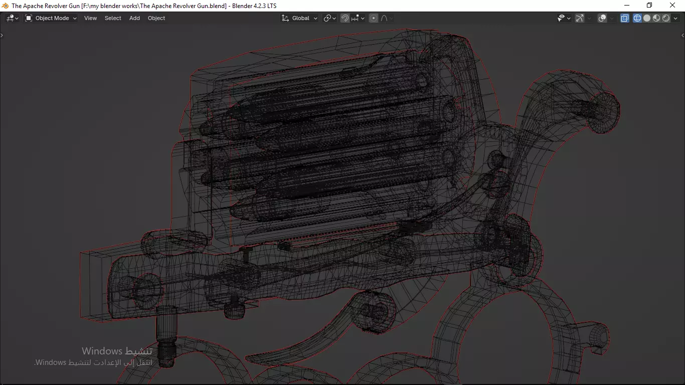 Apache revolver gun high detailed full parts game asset 3D model_73