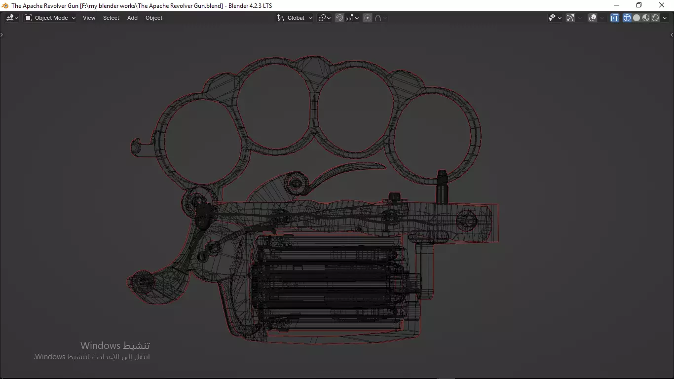 Apache revolver gun high detailed full parts game asset 3D model_65