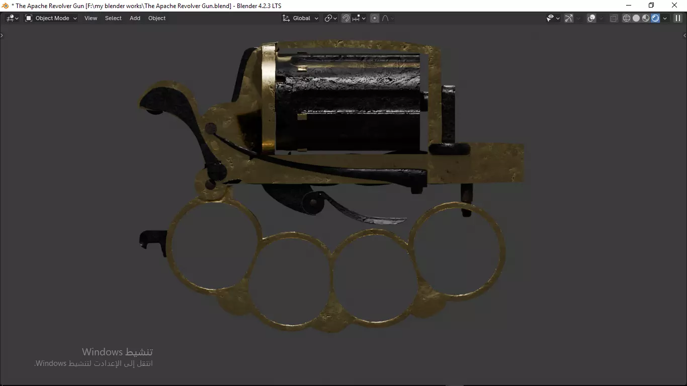 Apache revolver gun high detailed full parts game asset 3D model_23