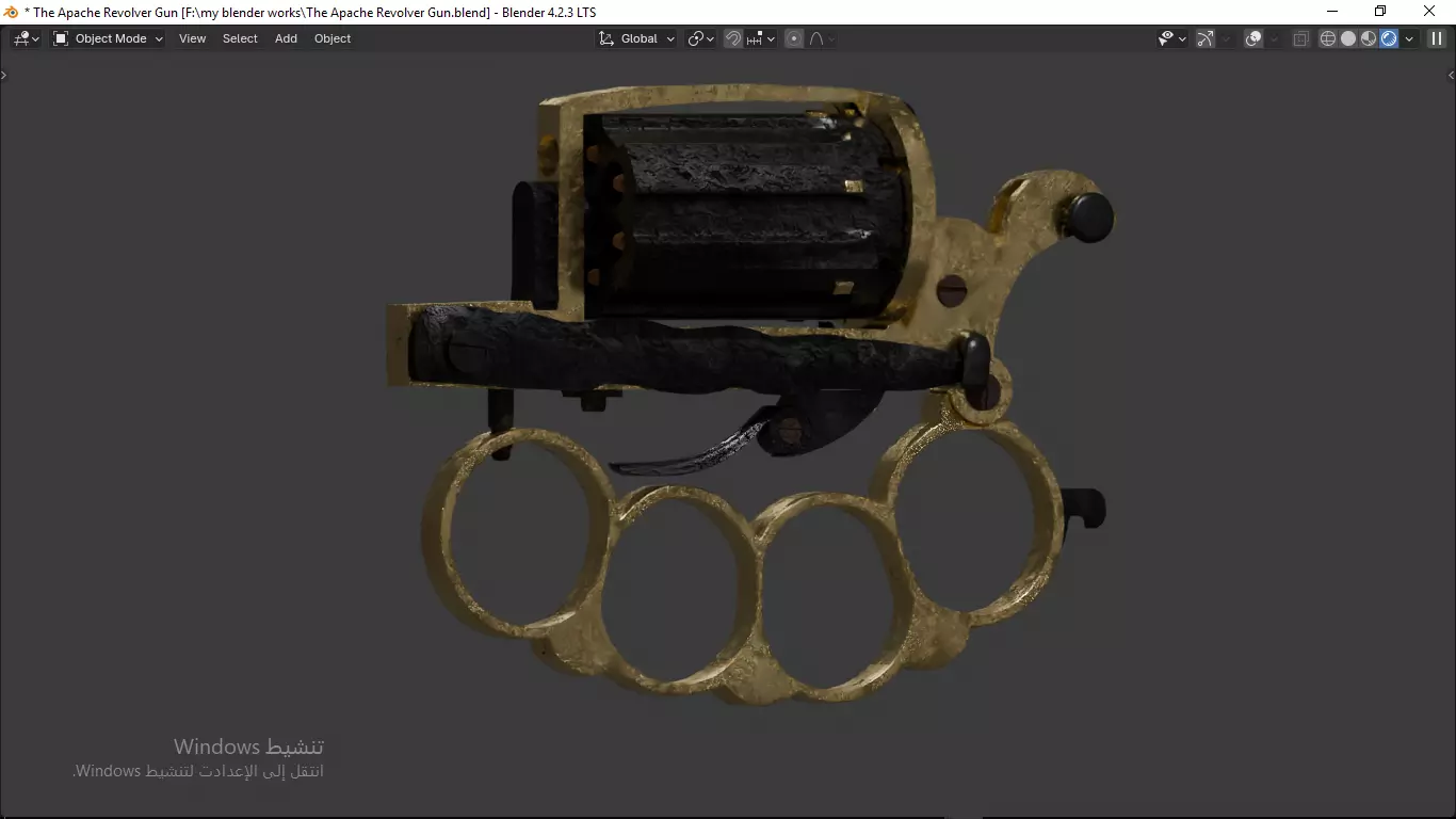 Apache revolver gun high detailed full parts game asset 3D model_15