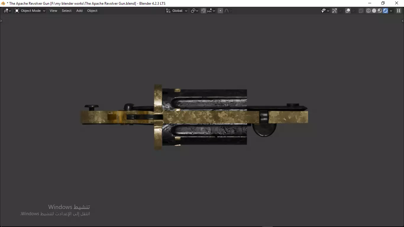 Apache revolver gun high detailed full parts game asset 3D model_26