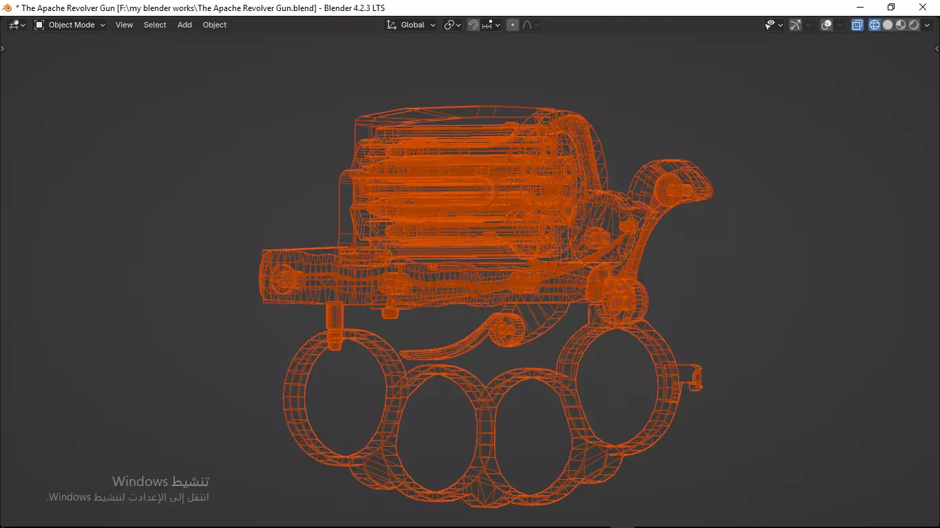Apache revolver gun high detailed full parts game asset 3D model_72