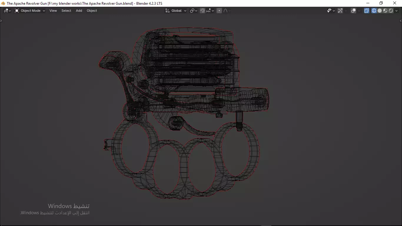 Apache revolver gun high detailed full parts game asset 3D model_55