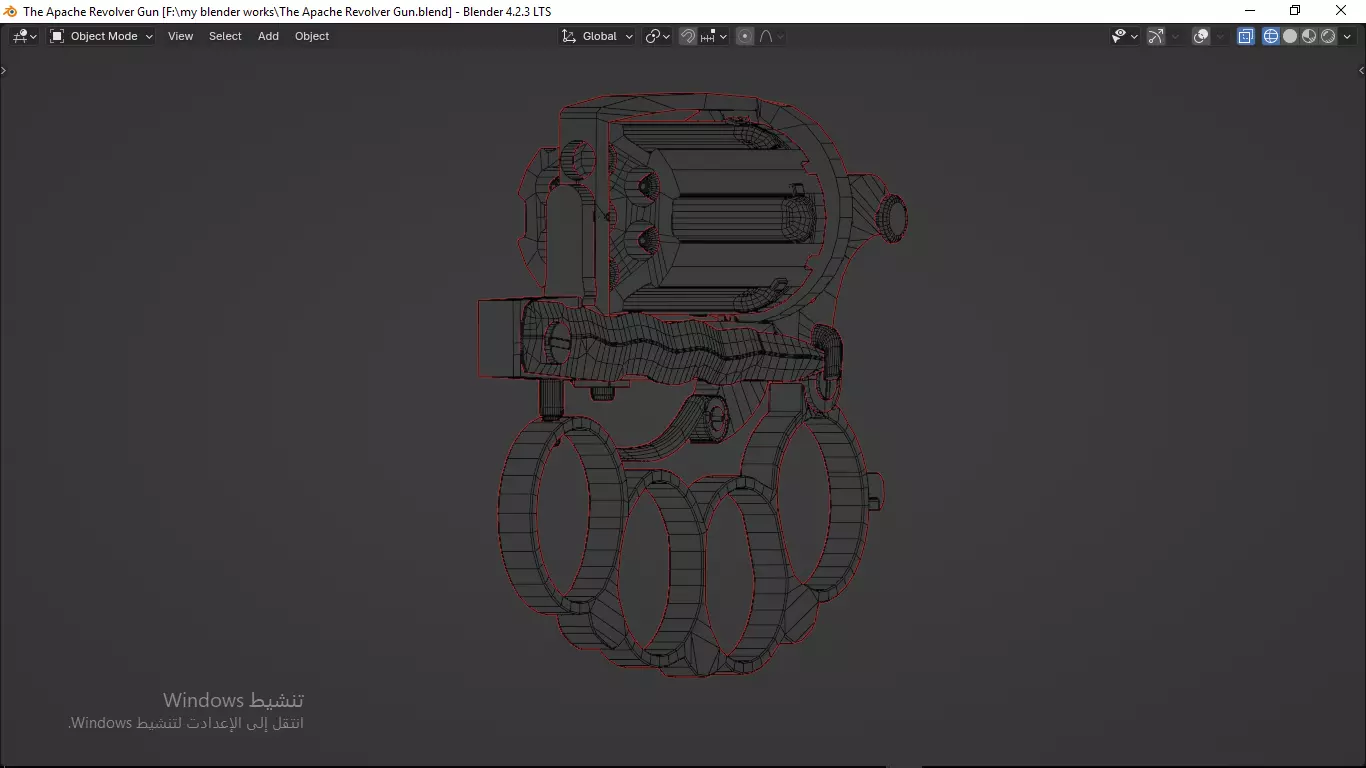 Apache revolver gun high detailed full parts game asset 3D model_50