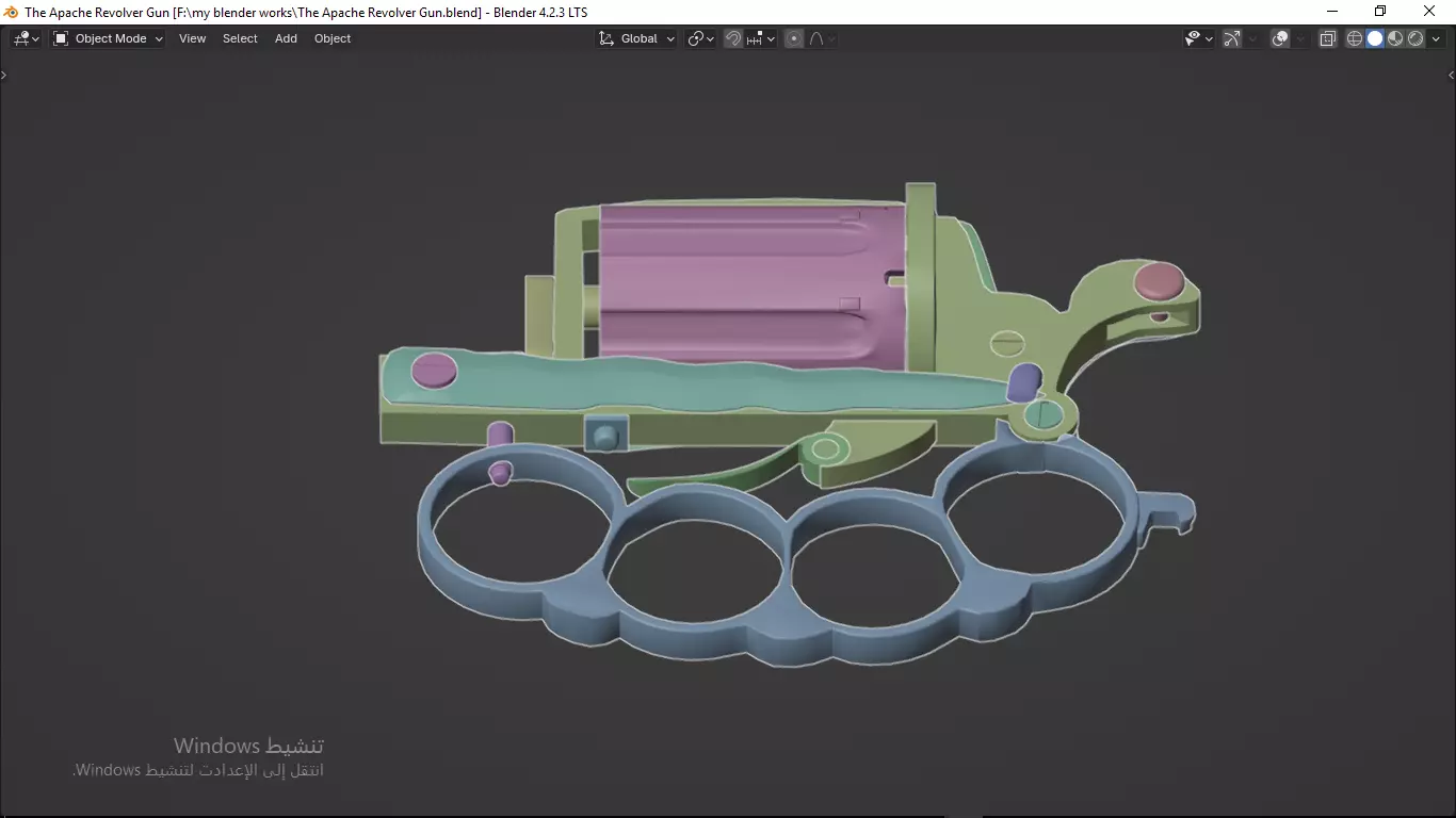 Apache revolver gun high detailed full parts game asset 3D model_62