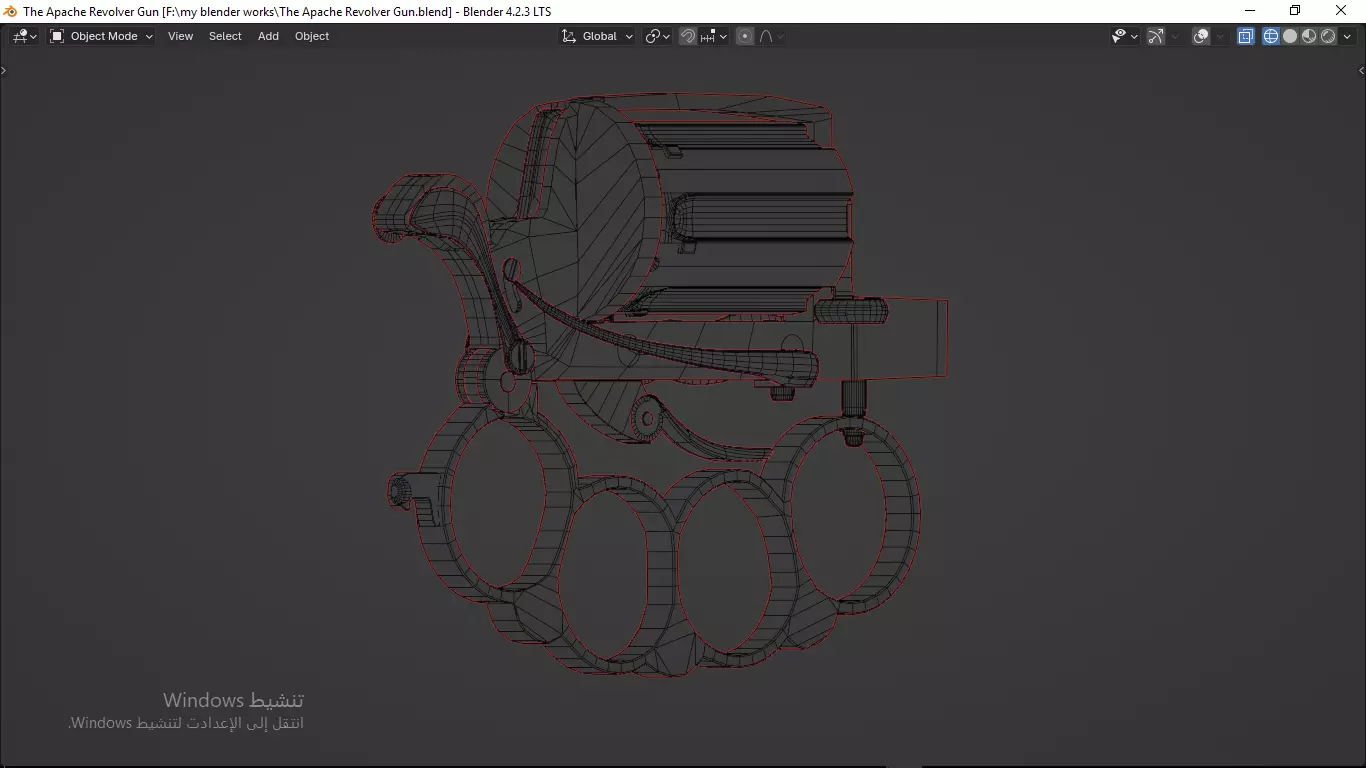 Apache revolver gun high detailed full parts game asset 3D model_52