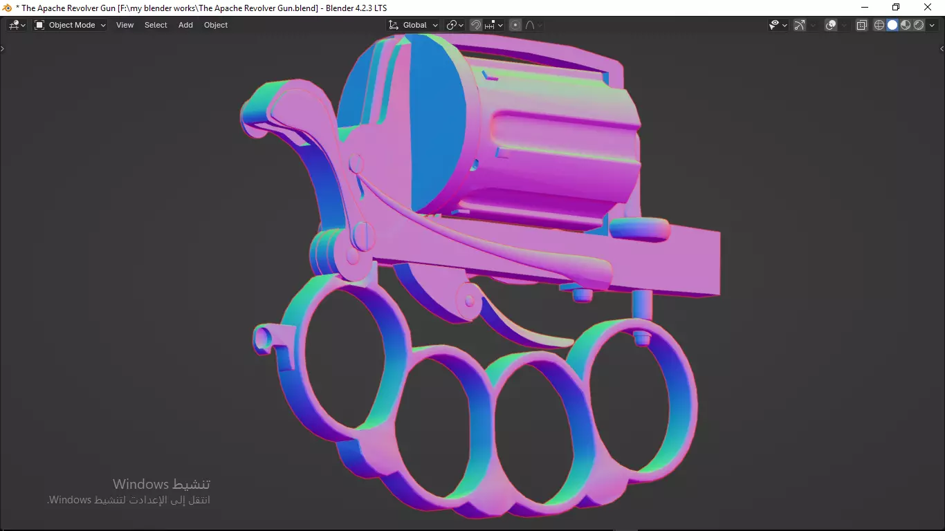 Apache revolver gun high detailed full parts game asset 3D model_68
