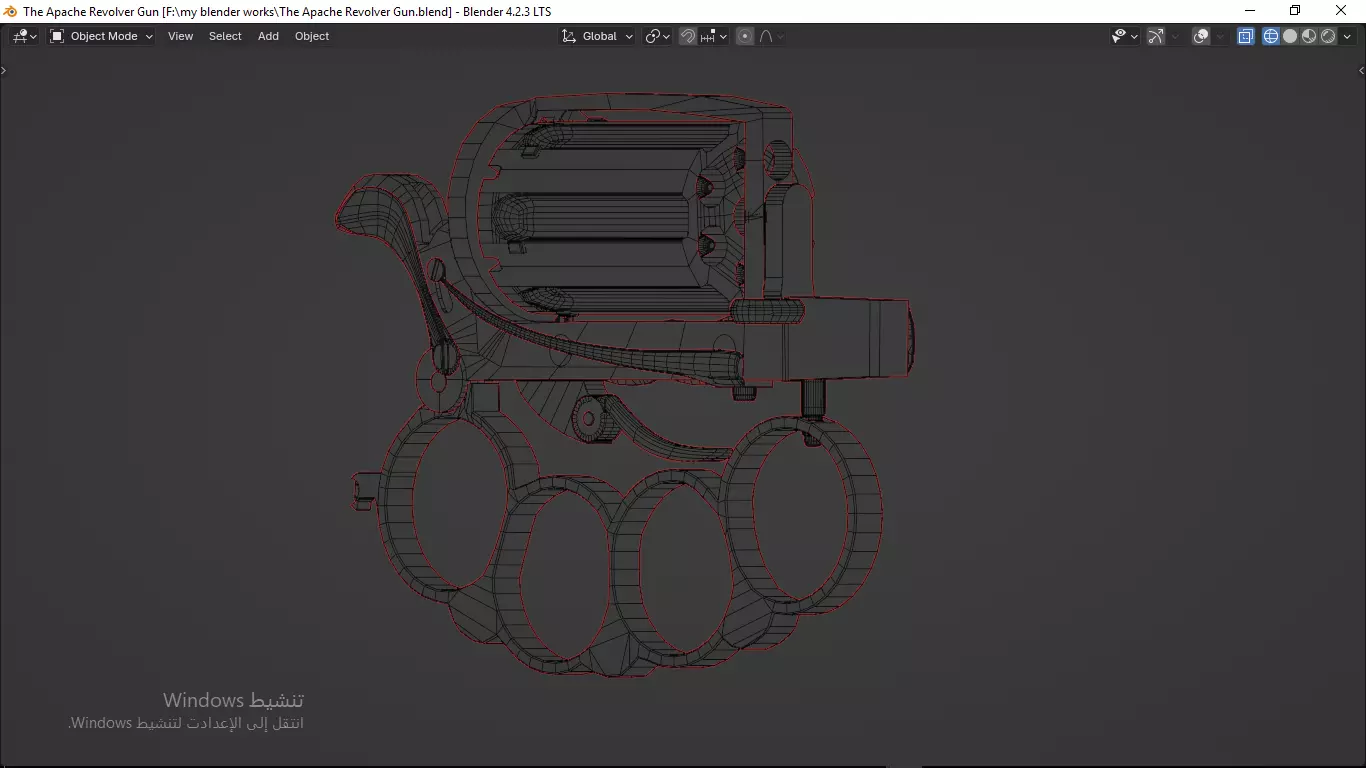 Apache revolver gun high detailed full parts game asset 3D model_51