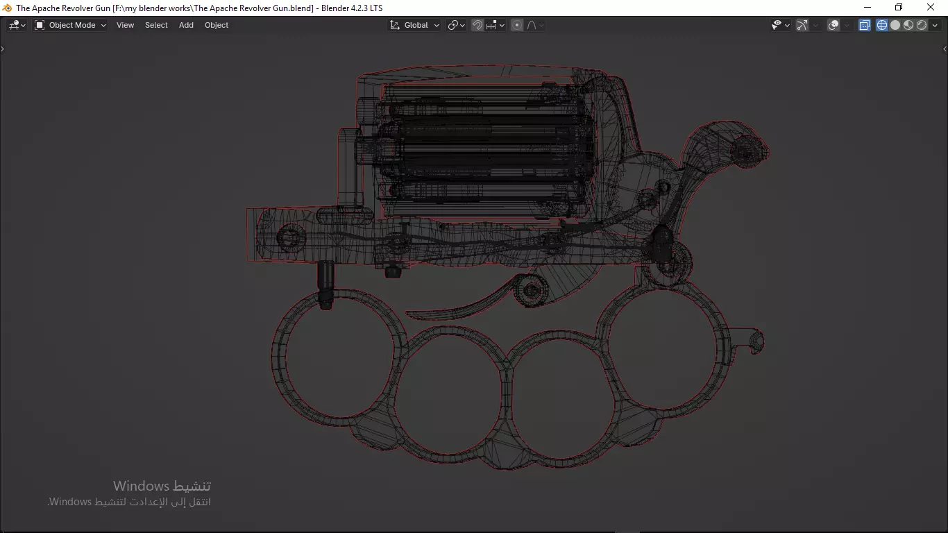 Apache revolver gun high detailed full parts game asset 3D model_57
