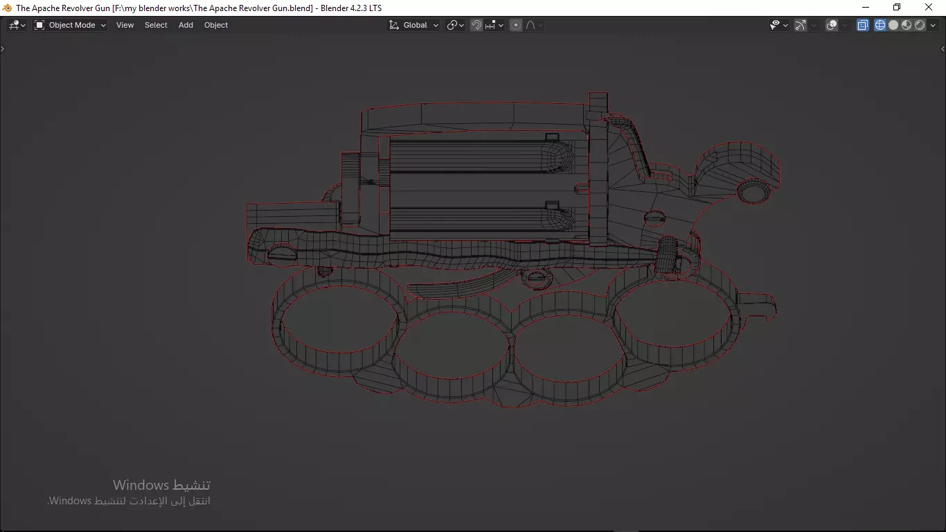 Apache revolver gun high detailed full parts game asset 3D model_54