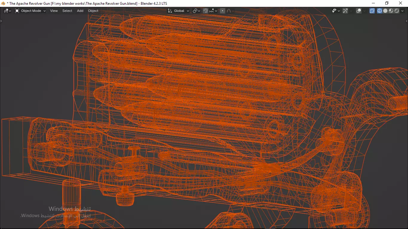 Apache revolver gun high detailed full parts game asset 3D model_80