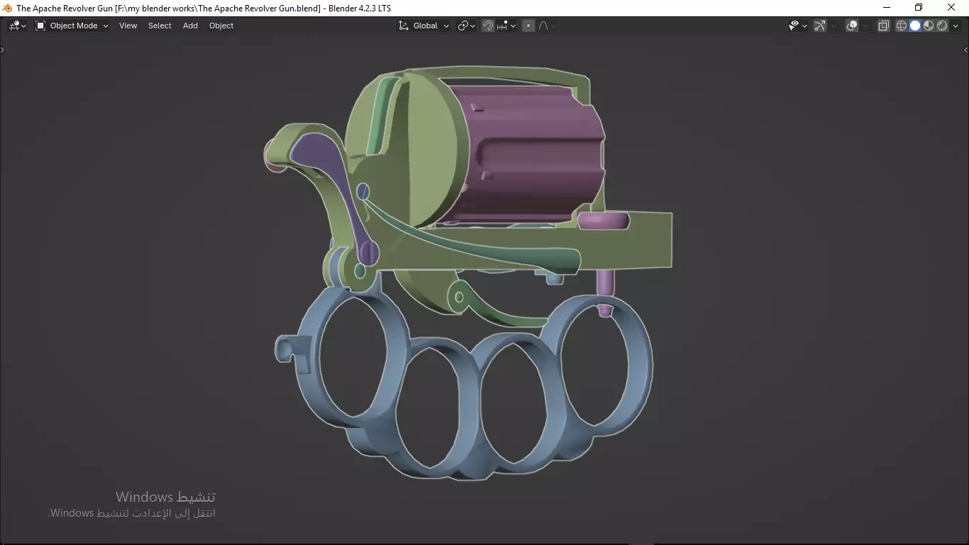 Apache revolver gun high detailed full parts game asset 3D model_39