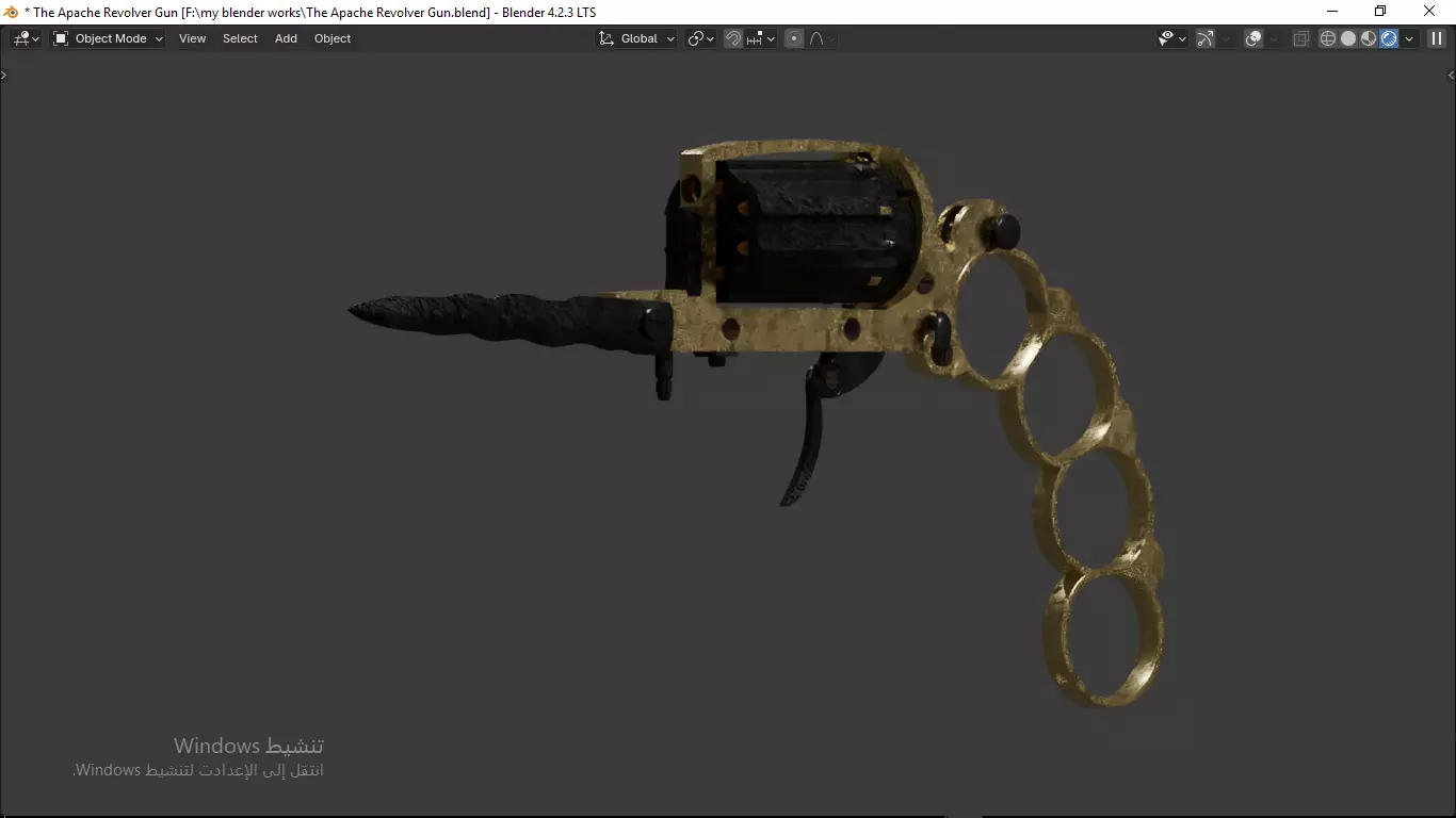 Apache revolver gun high detailed full parts game asset 3D model_34