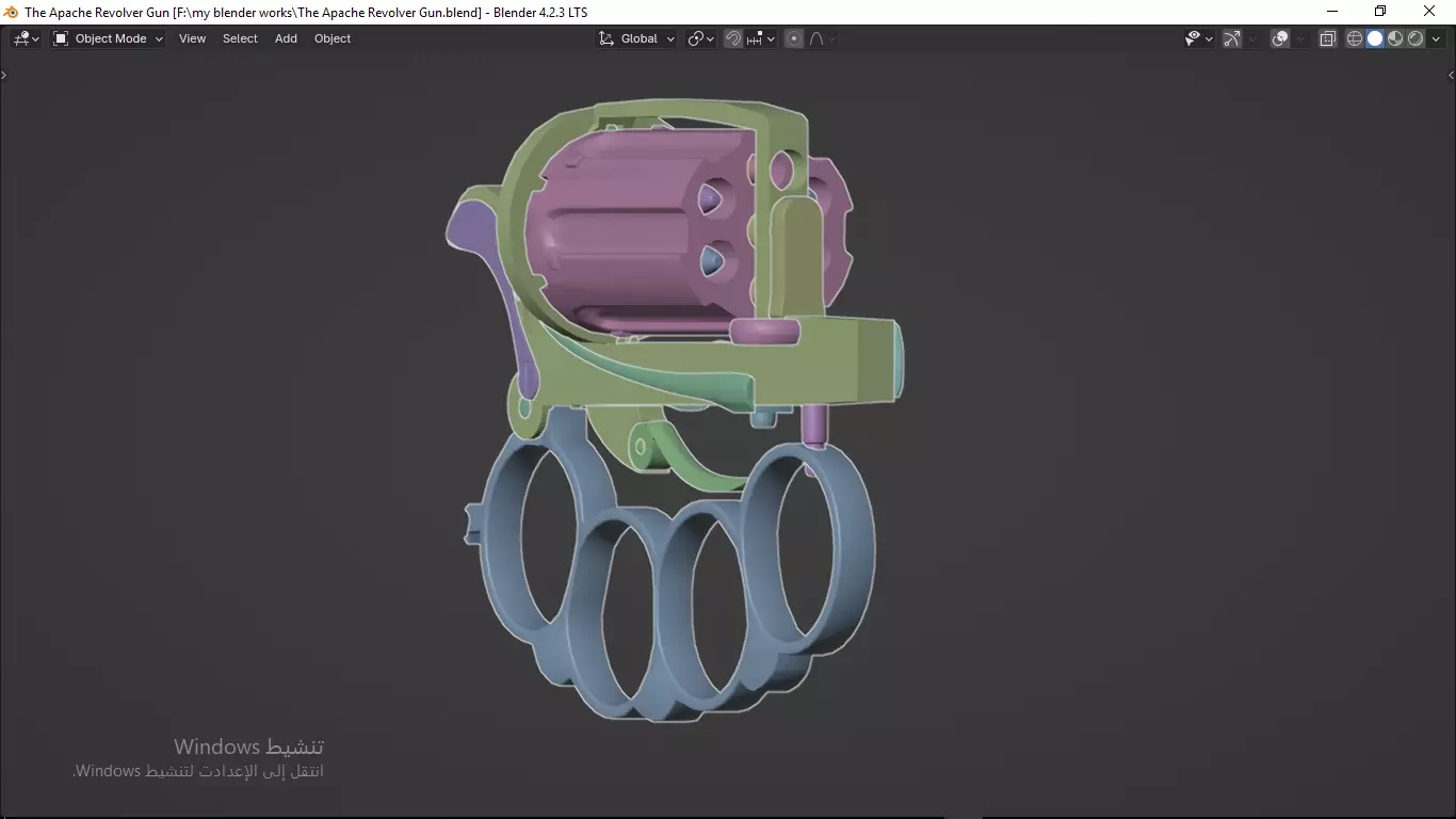 Apache revolver gun high detailed full parts game asset 3D model_40