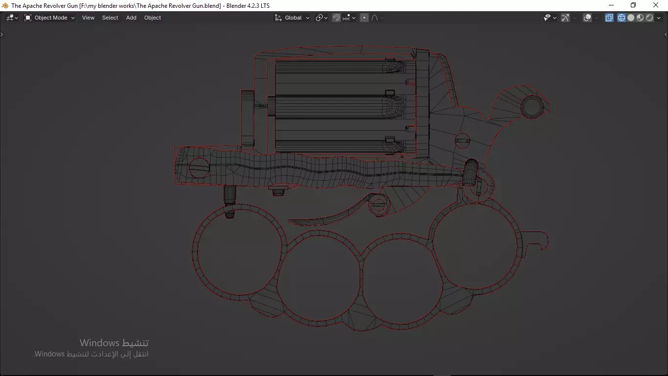 Apache revolver gun high detailed full parts game asset 3D model_46