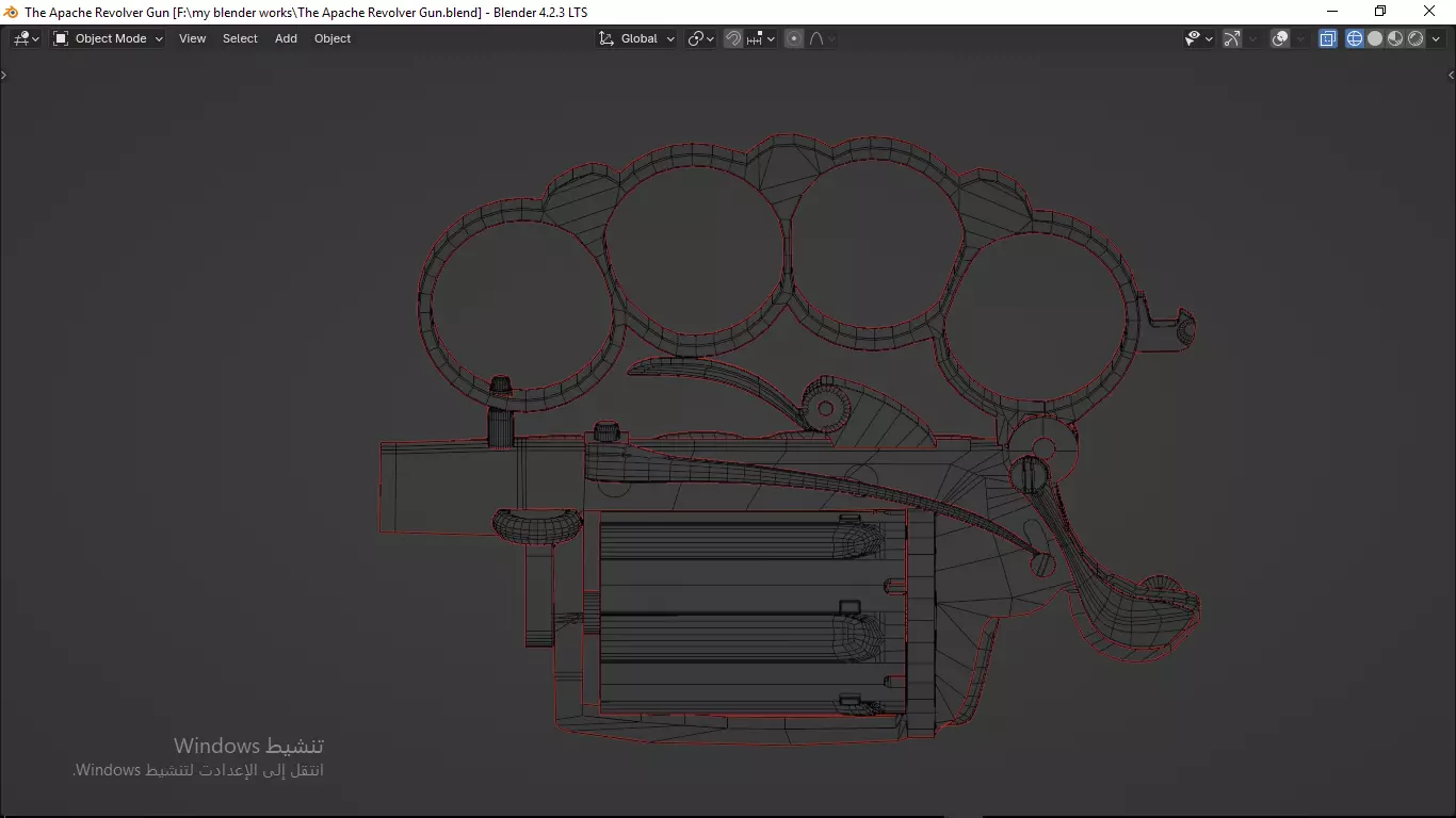 Apache revolver gun high detailed full parts game asset 3D model_63