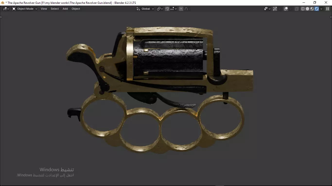 Apache revolver gun high detailed full parts game asset 3D model_24