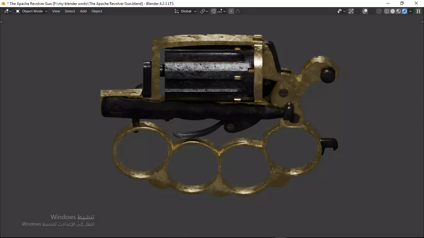 Apache revolver gun high detailed full parts game asset 3D model_28