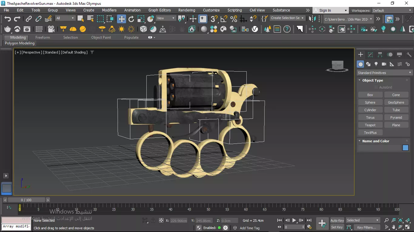 Apache revolver gun high detailed full parts game asset 3D model_77
